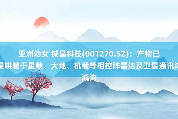 亚洲幼女 铖昌科技(001270.SZ):产物已批量哄骗于星载、大地、机载等相控阵雷达及卫星通讯鸿沟