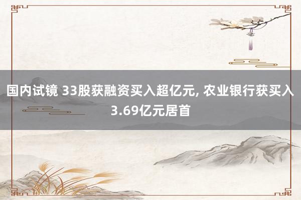 国内试镜 33股获融资买入超亿元, 农业银行获买入3.69亿元居首