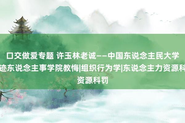 口交做爱专题 许玉林老诚——中国东说念主民大学奇迹东说念主事学院教悔|组织行为学|东说念主力资源科罚